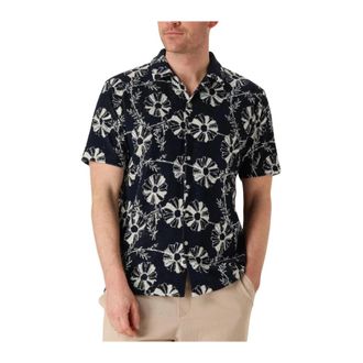 Anerkjendt Blauw Casual Shirt met Frotte AOP - Heren - Korte mouwen Overhemden - Blauw - M - Overhemden