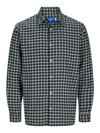 Jack & Jones Langarmhemd JACK & JONES JORJOSHUA FLANNEL CHECK SHIRT LS, Herren, Gr. XS, N-Gr, gr&uuml;n (forest night), Web, Obermaterial: 60% Baumwolle, 40% Polyester,