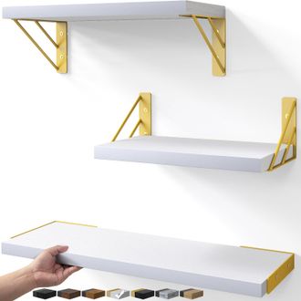 OEM Juego De 3 Estantes Flotantes De Pared Para Dormitorio, Sala De Estar, Decoraci&oacute;n De Cocina, Almacenamiento, Estantes Flotantes De Pared R&uacute;sticos De M