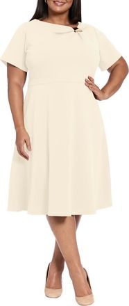London Times Fit & Flare Midi Dress in Sugar Ivory at Nordstrom Rack, Size 18W