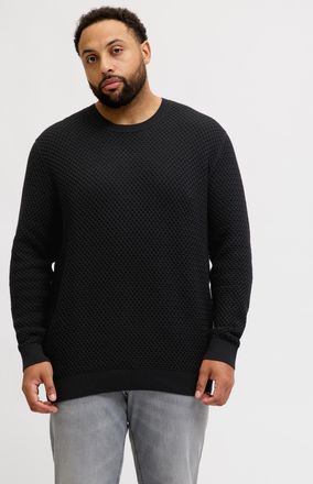 Jack & Jones Plus Size Strickpullover JPRBLUBARKLEY KNIT CREW NECK PLS, Herren, Gr. 4XL, schwarz detail:solid, Strick, Obermaterial: 100% Baumwolle, JACK & JONES PLUSSIZE, u
