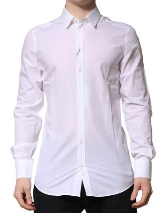 Dolce & Gabbana White GOLD Long Sleeves Dress Formal Mens Shirt