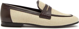 Brunello Cucinelli Leather-trimmed Raffia Loafers - Beige - 37 (IT37/ UK4)
