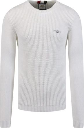 Aeronautica Witte Trui Klassieke Stijl - Heren - Ronde hals truien - Wit - 2XL - Katoen - Truien & Vesten