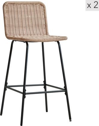 Nordlys Set 2 taburetes en acero y fibras marrón