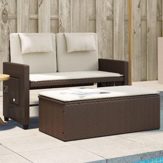 vidaXL Vidaxl - Panca Reclinabile da Giardino con Cuscini Marrone in Polyrattan