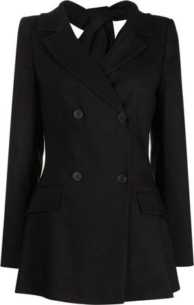 Alberta Ferretti notched-lapels double-breasted blazer - women - Linen/Flax/Elastane/Viscose - 44 - Black