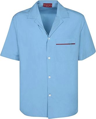 Gucci Short Sleeve Shirts, male, Blue, Size: M Camicia