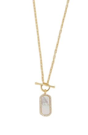 Argento Vivo Mother-of-Pearl Dog Tag Pendant Necklace in Gold at Nordstrom