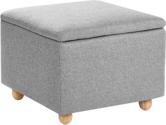Beliani Storage Pouffe Light Grey Fabric Water-repellent Finish Upholstered Footstool with Storage Hallway Seat FERNDALE