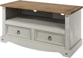 Core 10 Flat Screen TV Unit - Pine - 95 x 43.5 x 51 cm - Grey Wax/Antique Waxed Pine