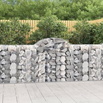 Berkfield Home Arched Gabion Baskets 3 pcs 200x50x100/120 cm Galvanised Iron in Silver
