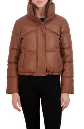 Sebby Short Faux Leather Puffer Jacket in Toffee at Nordstrom Rack, Size X-Large