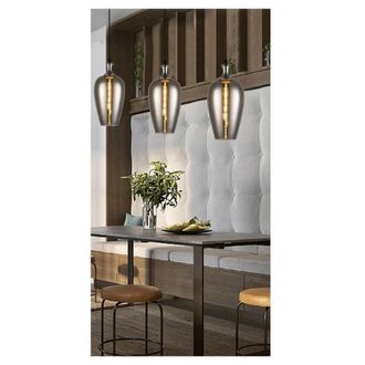 Trade Shop Trade Shop Traesio - Trade Shop - Lampadario Da Soffitto In Vetro Ambrato Lampada A Sospensione Ovale E27 A36-06