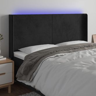 vidaXL Cabecero Con Led De Terciopelo Negro 163x16x118/128 Cm Vidaxl