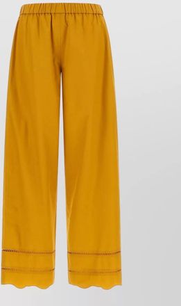 Fabiana Filippi wide leg trousers eyelet detailing scalloped hem