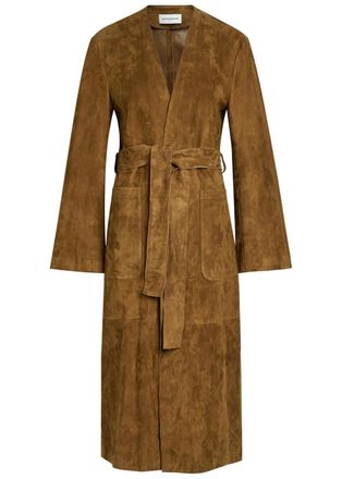 Nour Hammour Ruelle Belted Suede Coat - Dark Brown - 40 (UK12 / M)