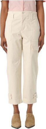 Pinko Cropped broek - Dames - Vrijetijds broeken - Beige - S - Satijn - Broeken