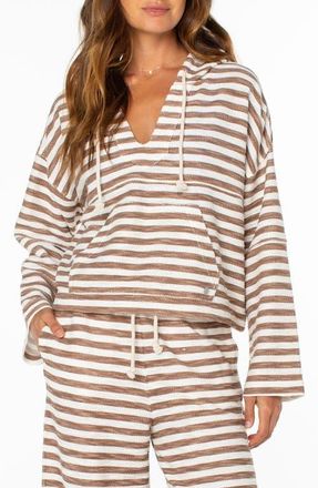 Roxy Rich Coast Stripe Hooded Sweatshirt in Brownie at Nordstrom, Size X-Large