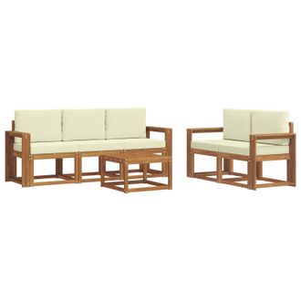 vidaXL Conjunto De Sof&aacute;s De Exterior Con Coj&iacute;n 6 Pcs Natural Y Crema Vidaxl