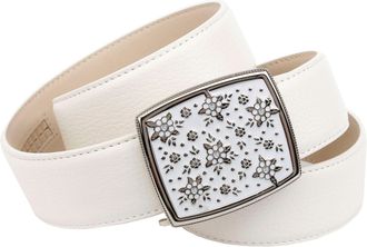 Anthoni Crown Lederg&uuml;rtel ANTHONI CROWN, Damen, Gr. 90, weiss (wei&szlig;), Leder, unifarben, G&uuml;rtel Lederg&uuml;rtel, mit handgefertigter Glasur-Schliesse, abgesteppte R&auml;nder