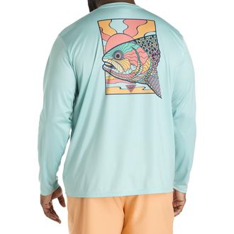 Columbia Big & Tall PFG Terminal Tackle Fish Shine Long-Sleeve T-Shirt in Spray at Nordstrom, Size 2X Big