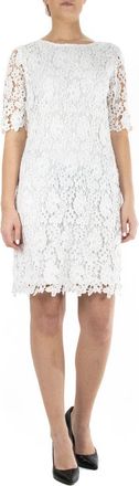 Nina Leonard Jewel Neck Lace Dress in Ivory at Nordstrom Rack, Size X-Large