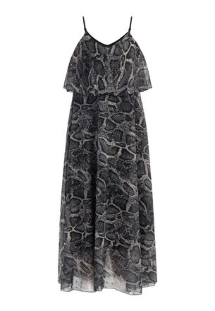 Faina Maxi-jurk met slangenprint Dames zwarte slang