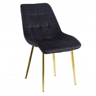 OEM Silla De Comedor Loft Terciopelo Acolchado Negro Oro Brillo Furnitex