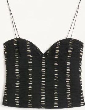 Valentino Top In Chiffon Stampa Plusdepois Donna NERO/BETULLA 36