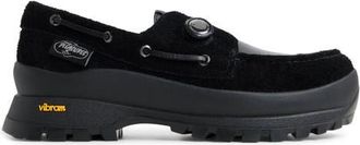 Sperry Top-Sider x PLEASURES 3-Eye Vibram Turn-Lock Lug Boat Shoe in Black Leather Suede at Nordstrom, Size 10.5