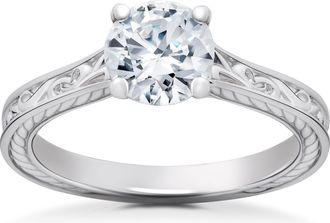 Pompeii3 Certified 1Ct Diamond Solitaire Engagement Ring 14k White Gold Lab Grown