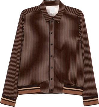 Paul Smith striped shirt jacket - men - Polyamide/Viscose - L - Brown