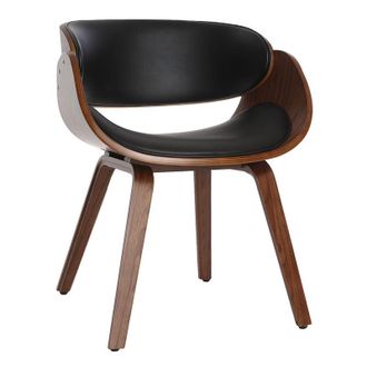 Miliboo Sedia design nero e legno scuro noce bent