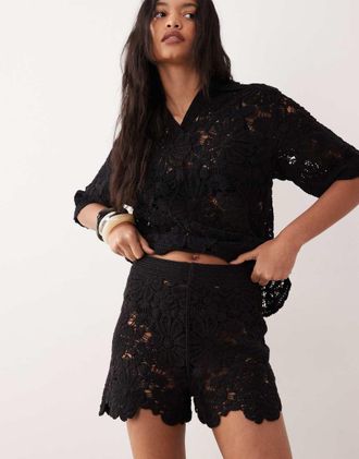 Asos Pantaloncini alluncinetto neri in coordinato-Nero