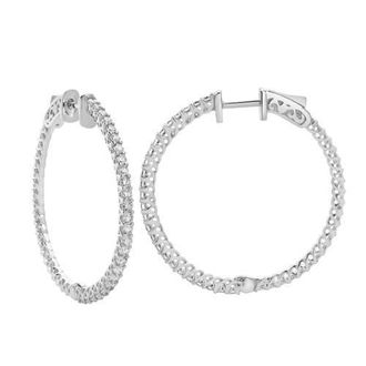 LuvMyJewelry Sepharna 14K Gold Diamond Hoop Earrings - 1.2 Cts in 14K White Gold at Nordstrom
