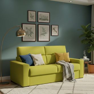 Dmora Sof&aacute; Cama 3 Plazas Marcon, Desenfundable, Con Almacenaje Hecho En Italia, Lavable, 220x95 Cm Verde
