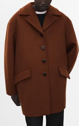 Mango Wool Blend Coat in Medium Brown at Nordstrom, Size Xx-Large