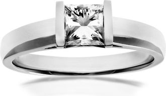 Jewelco London 18ct White Gold Princess 3/4ct Diamond Channel Bar Solitaire Ring - PR0AXL915318KW