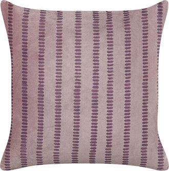 Beliani Beliani - Coj&iacute;n De Terciopelo Rosa 45 X 45 Cm Algod&oacute;n A Rayas Bloque Impreso Agapanthus