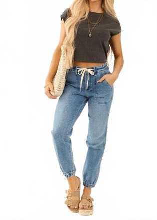 Judy Blue High Waist Denim Jogger Pants In Medium Wash