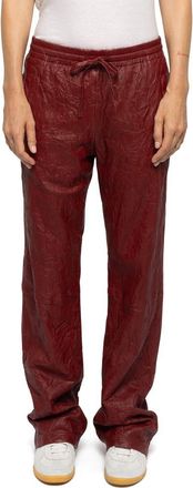 Zadig&Voltaire Pocha Crushed Leather Pants in Cherry at Nordstrom, Size 38