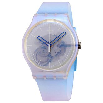 Swatch Monthly Drops Flowerscreen Quartz Blue Skeleton Dial Ladies Watch SUOK154