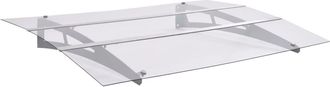 vidaXL Marquesina Puerta Policarbonato Plata Y Transparente 120x90 Cm Vidaxl