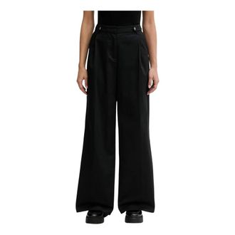 Karl Lagerfeld Broeken, Dames, Zwart, S, Katoen, Wijde Broek