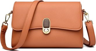 Generic Compatible For Womans Messenger Bags Females Genuine Leather Flip Cover Crossbody Bag Classic Ladies Shoulder(Yellow)