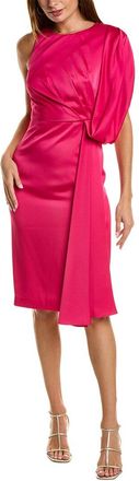 Theia One-Shoulder Satin Midi Dress