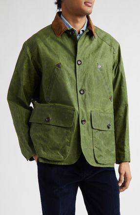 Drake's Waxed Cotton Barn Jacket in Lemongrass at Nordstrom, Size 38