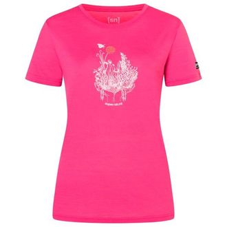 super.natural Flowerhands Tee Merinoshirt f&uuml;r Damen | rosa/ tobacco glitter