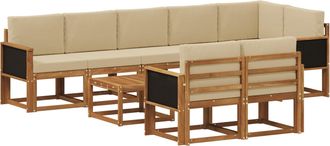 vidaXL Conjunto De Sof&aacute;s De Exterior 9 Uds. Natural Y Beige Poli&eacute;ster Vidaxl